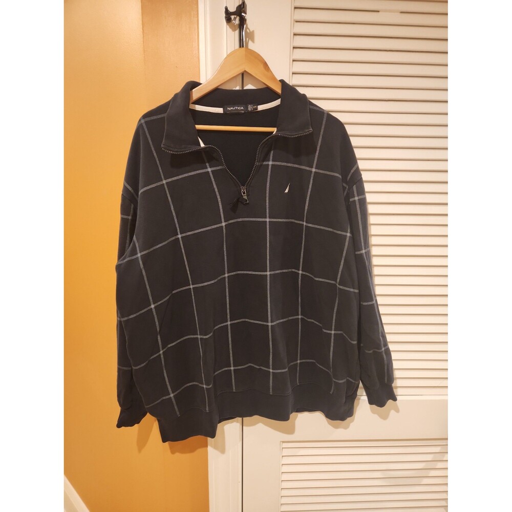 Nautica Men's Dark Blue Print Quarter Zip Pullover Size XXL